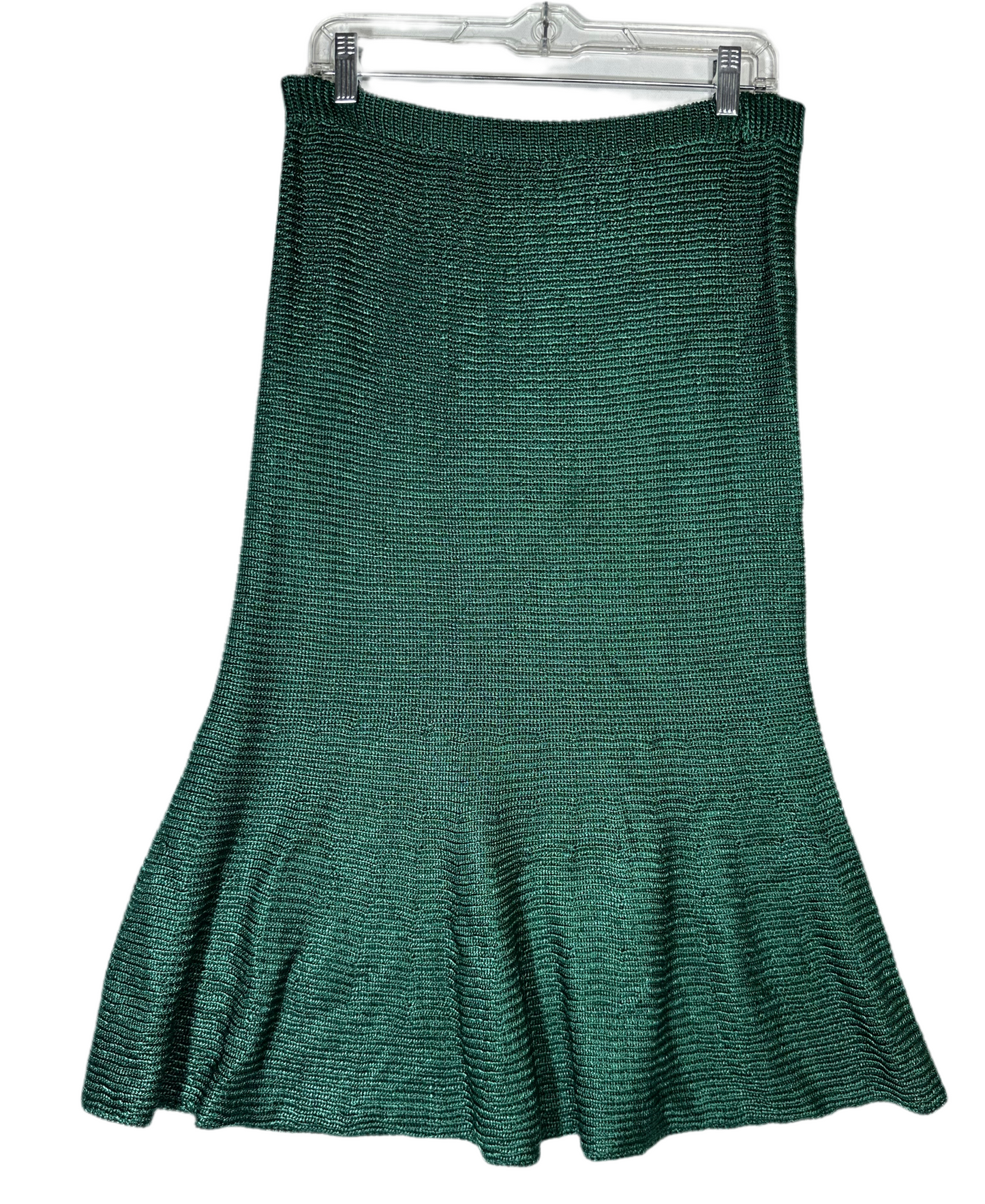 Vintage 1970s–80s Emerald Green Knit Trumpet Skirt