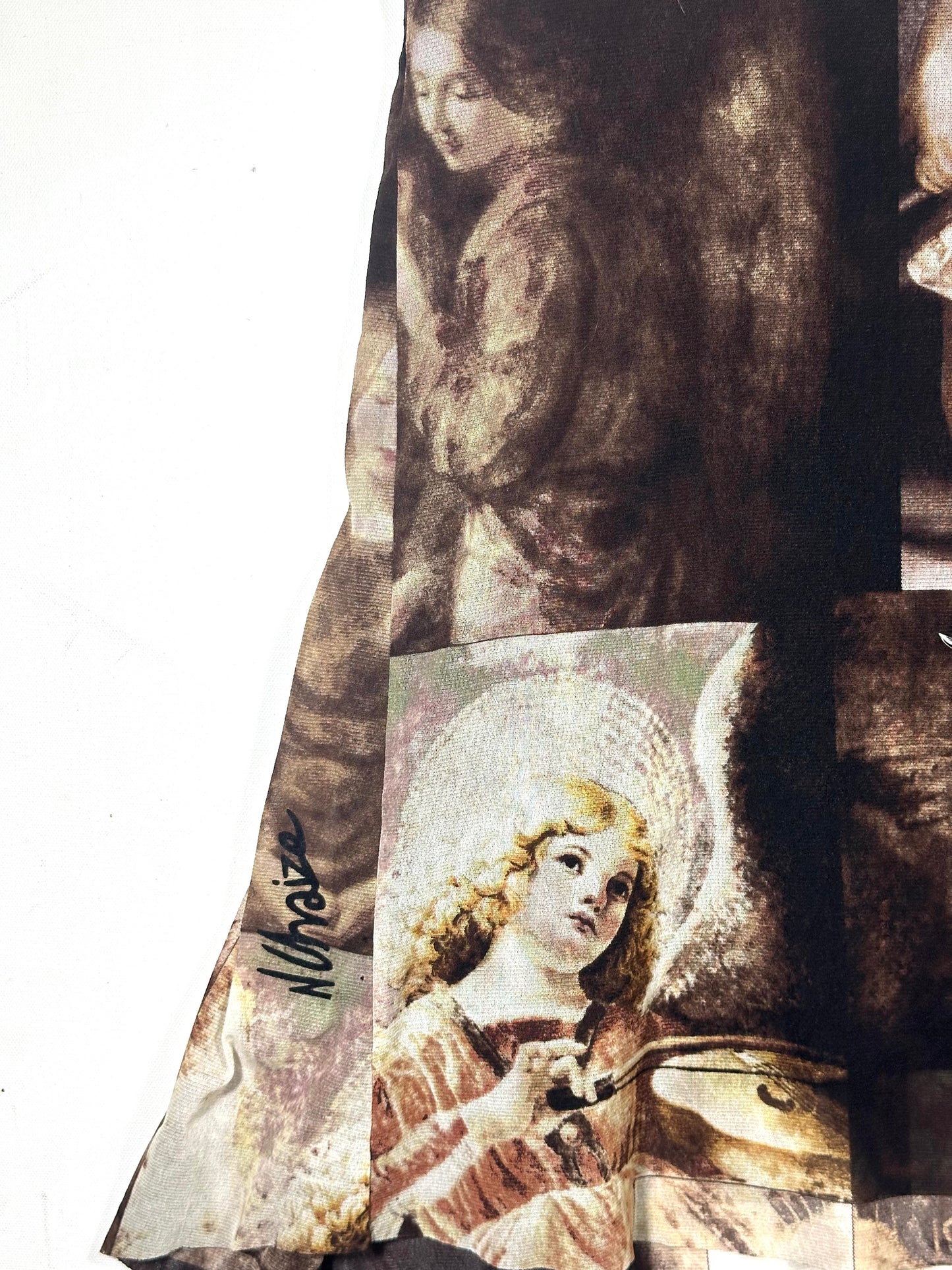 Nathalie Chaize Renaissance Angel Print Asymmetrical Skirt