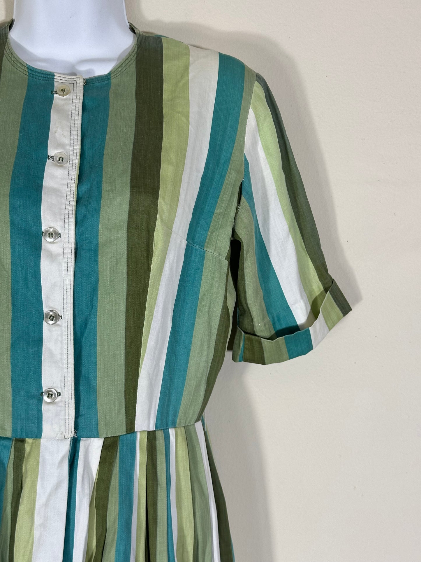 1960s Georgia Griffin Fashion Green Striped Dress by