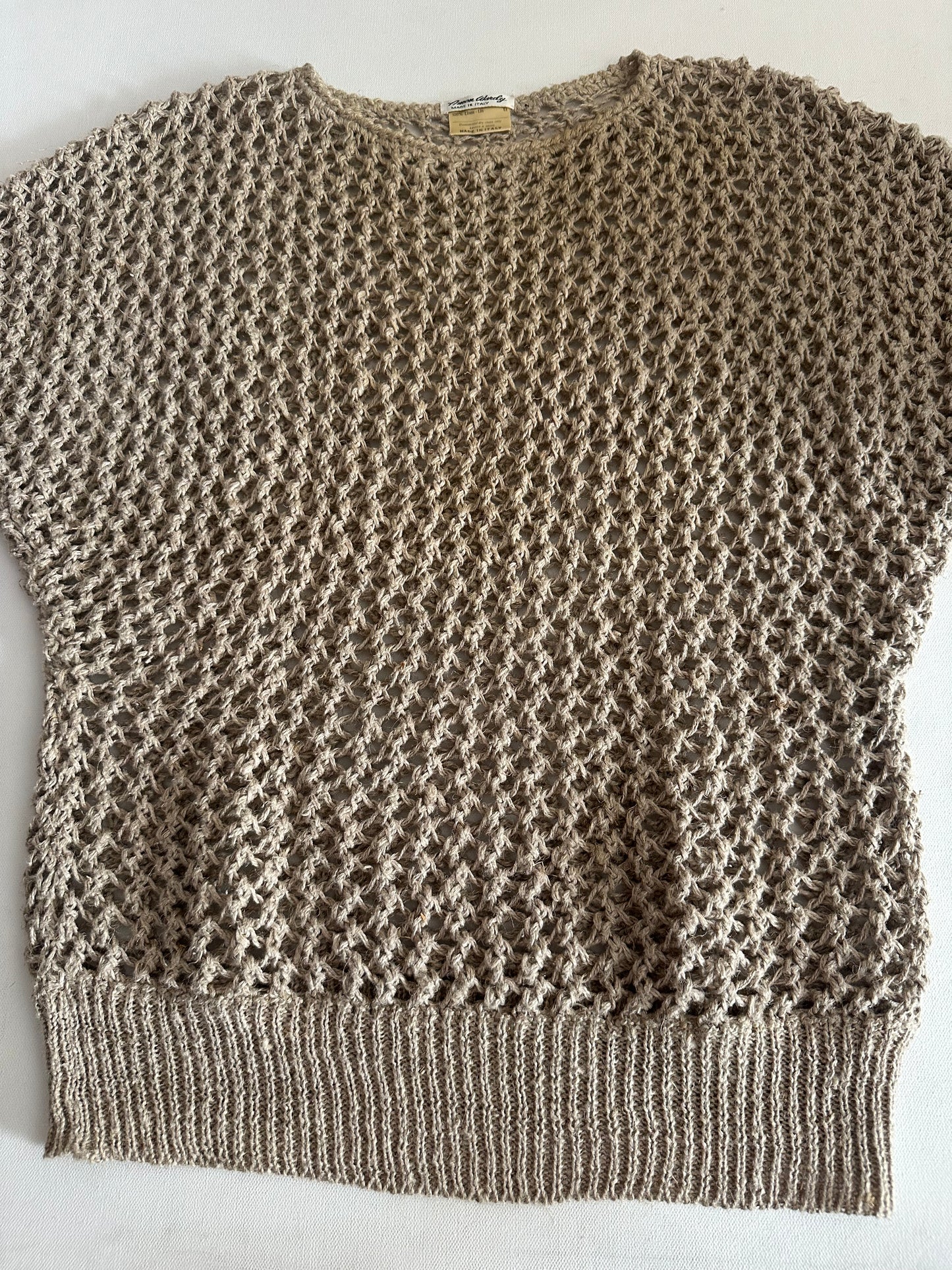 Amen Wardly Linen Crochet Knit Sweater Made in Italy