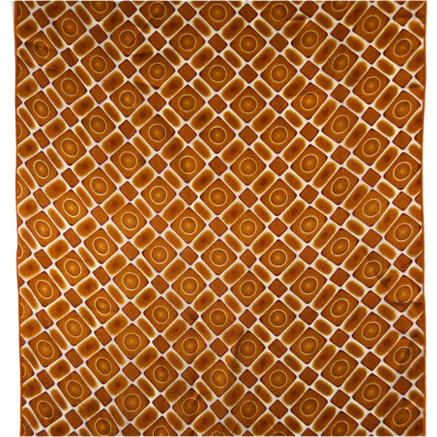 Geometric Copper Orange and Cream Saks Fifth Avenue Silk Neck Scarf