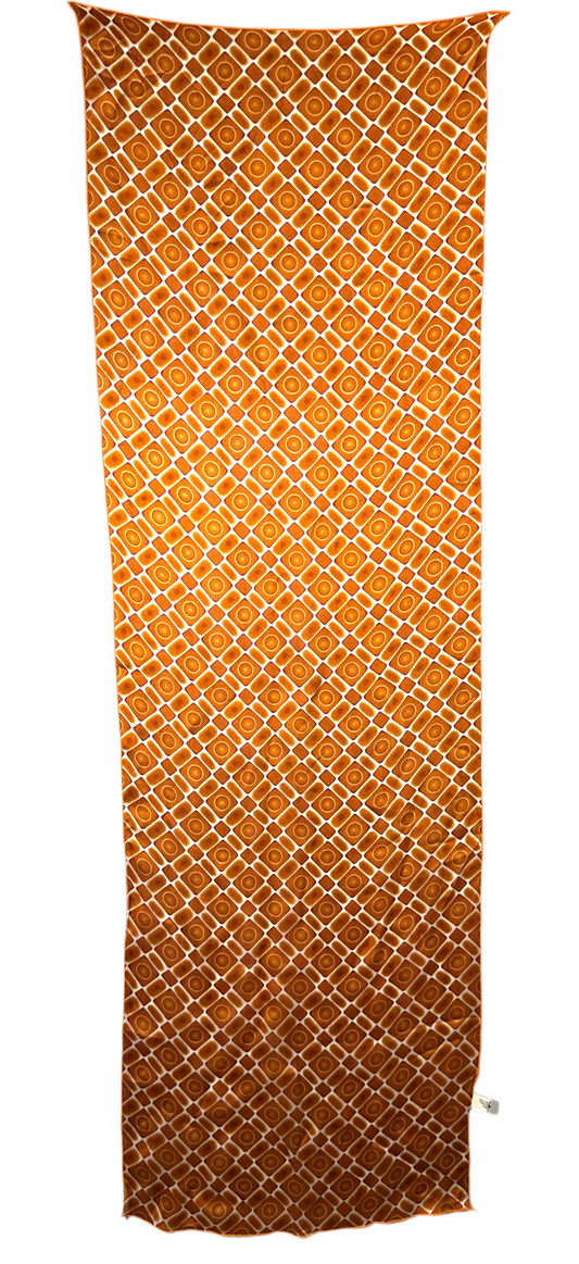 Geometric Copper Orange and Cream Saks Fifth Avenue Silk Neck Scarf