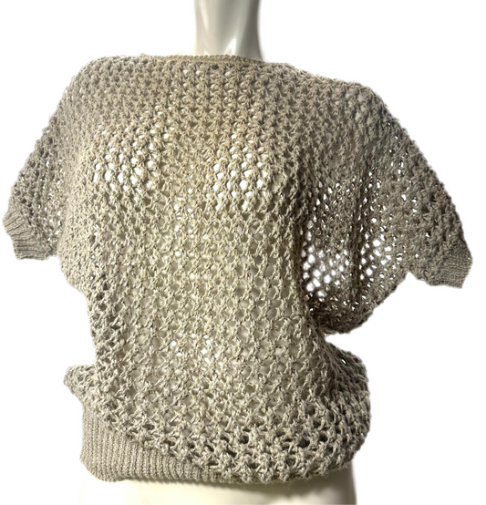 Amen Wardly Linen Crochet Knit Sweater Made in Italy