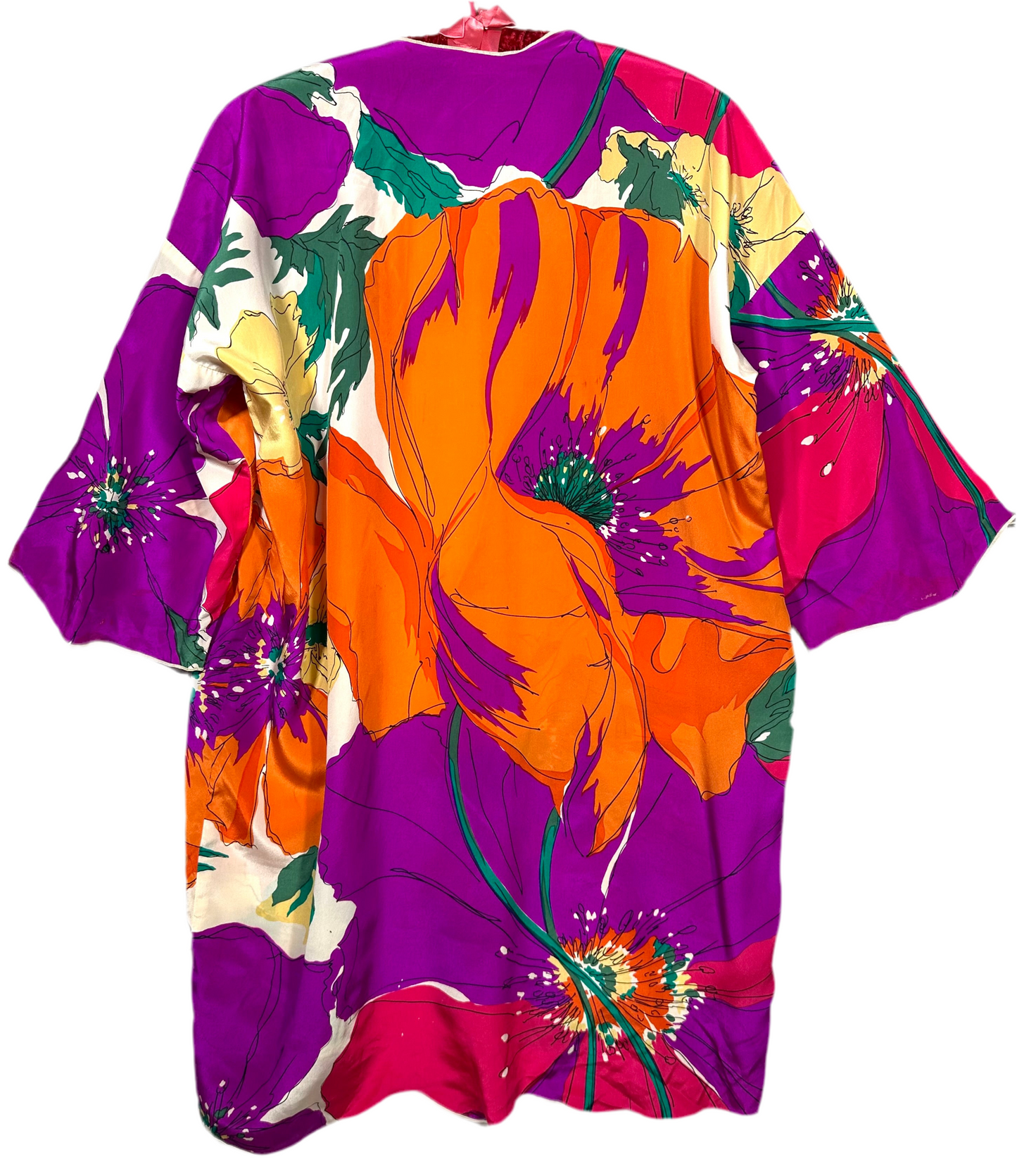 Holly Harp 1960s Poppy bright silk Kimono
