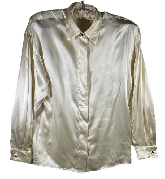 Paul Stanley Silk Cream Button up Blouse 1990s