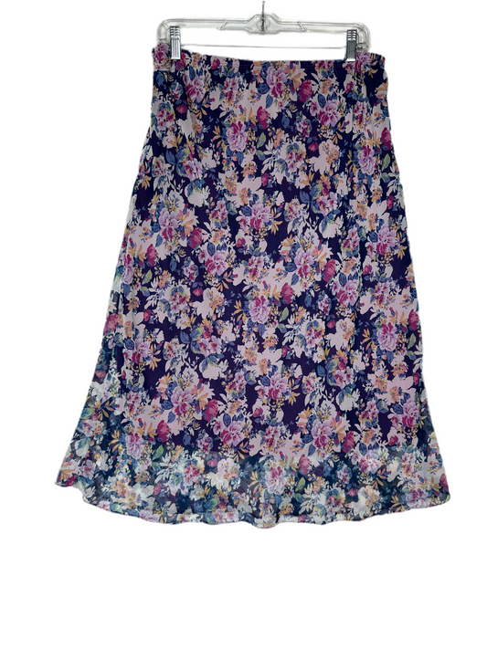 1980s Floral Layered Midi Skirt