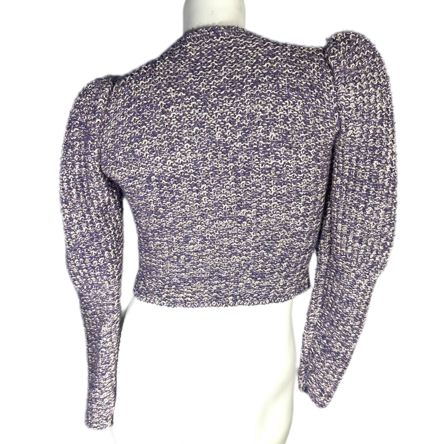 Vintage Purple Metallic Ruffled Front Sweater