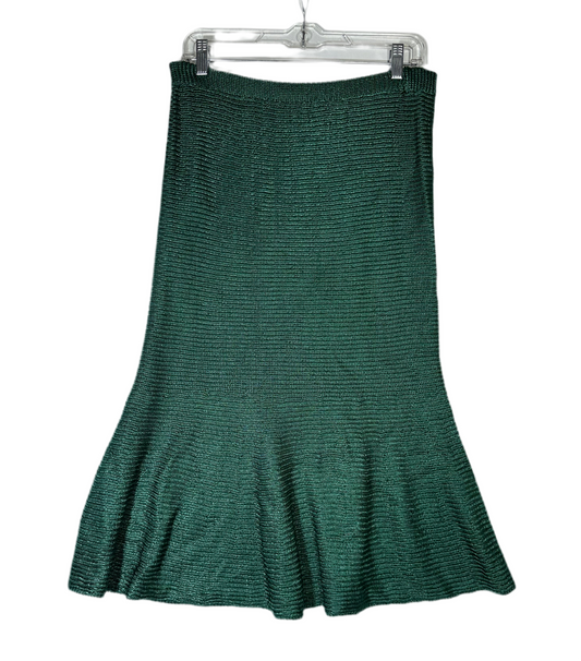 Vintage 1970s–80s Emerald Green Knit Trumpet Skirt