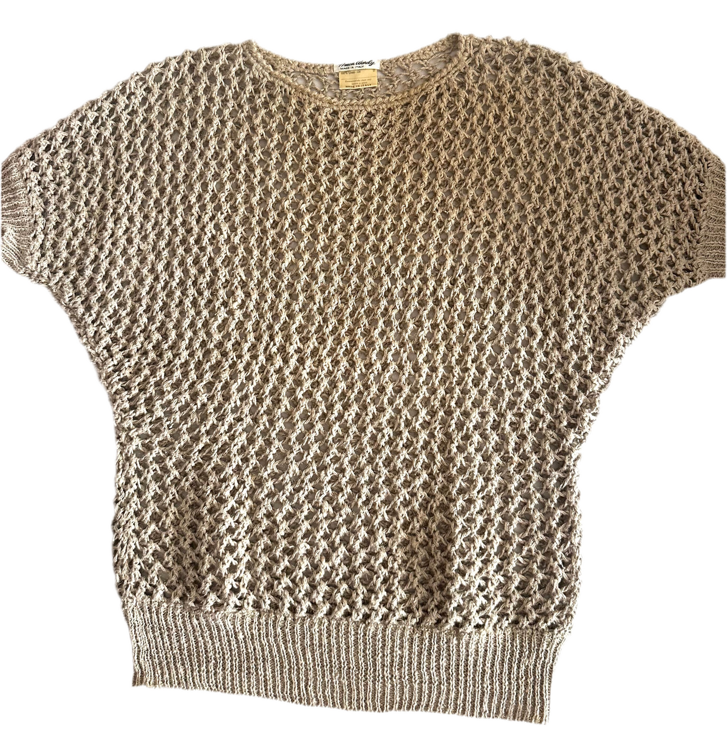 Amen Wardly Linen Crochet Knit Sweater Made in Italy