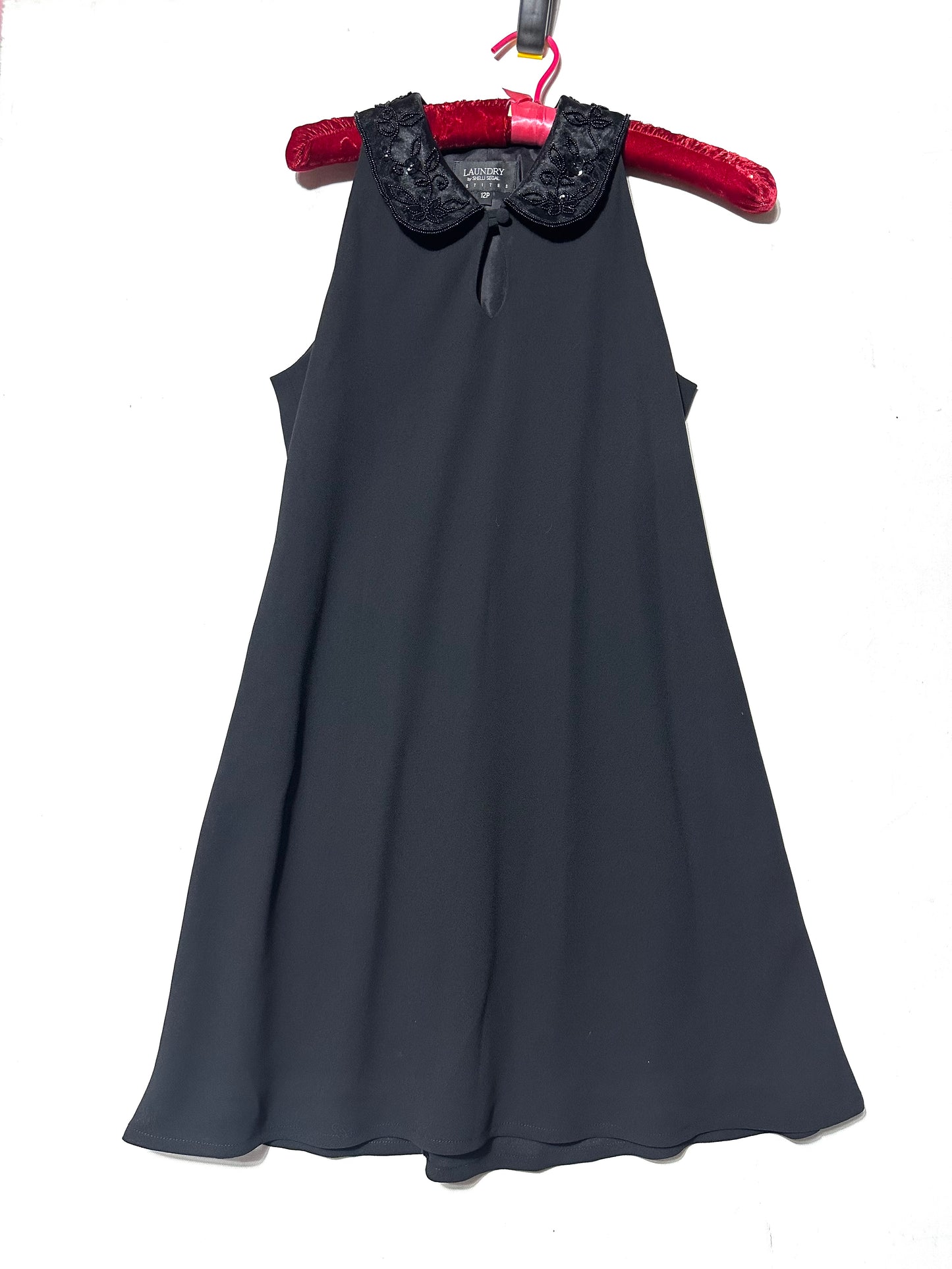 Laundry by Shelly Segal 90s A-line Dress beaded collar detail