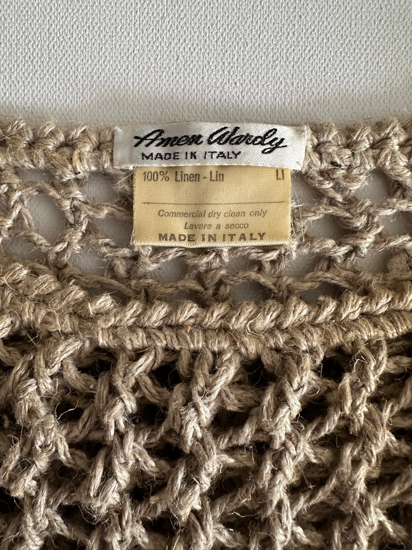 Amen Wardly Linen Crochet Knit Sweater Made in Italy