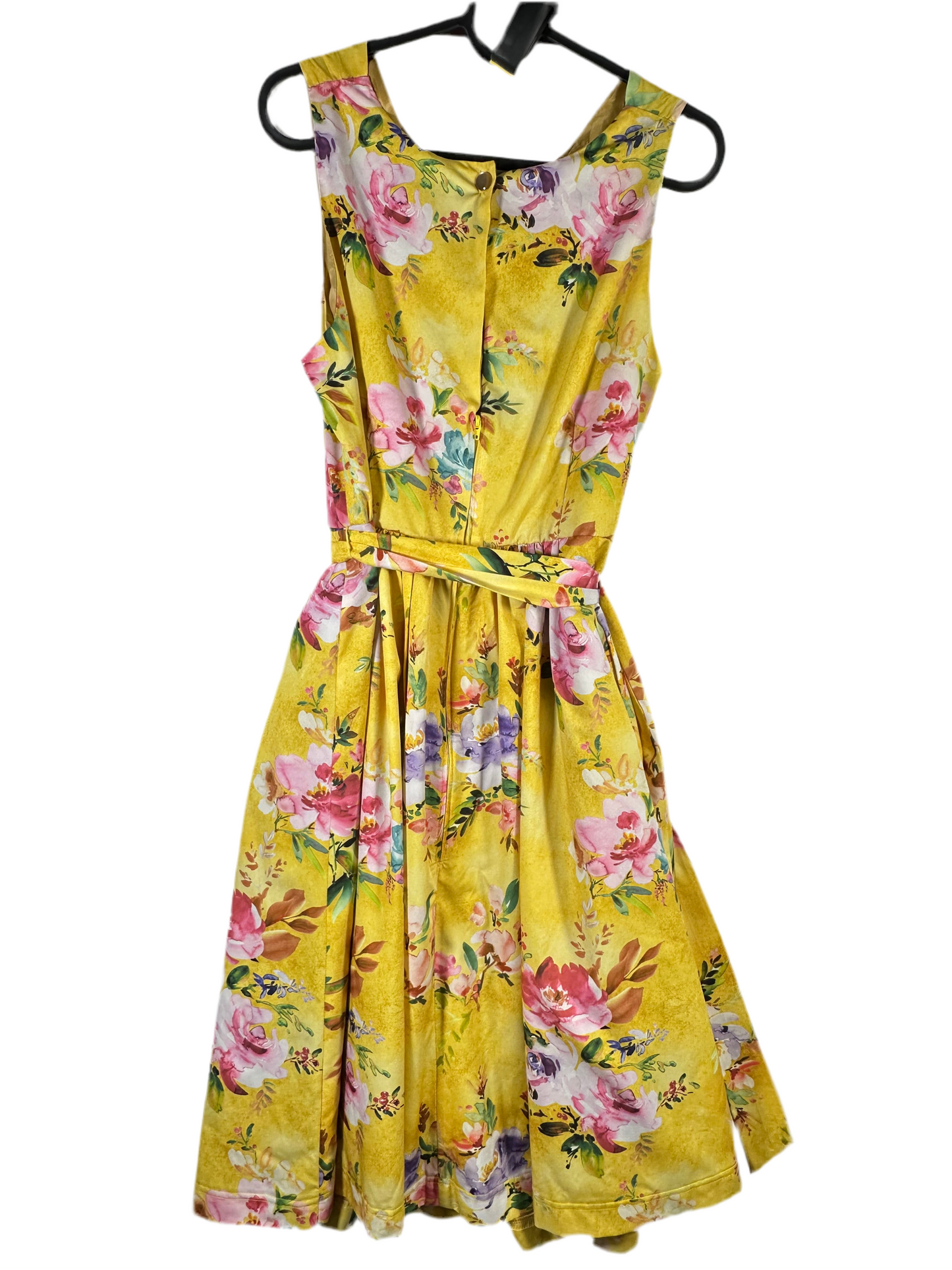 Hand Made 1960s Inspired Floral Golden Dress by Janet Smith M/L